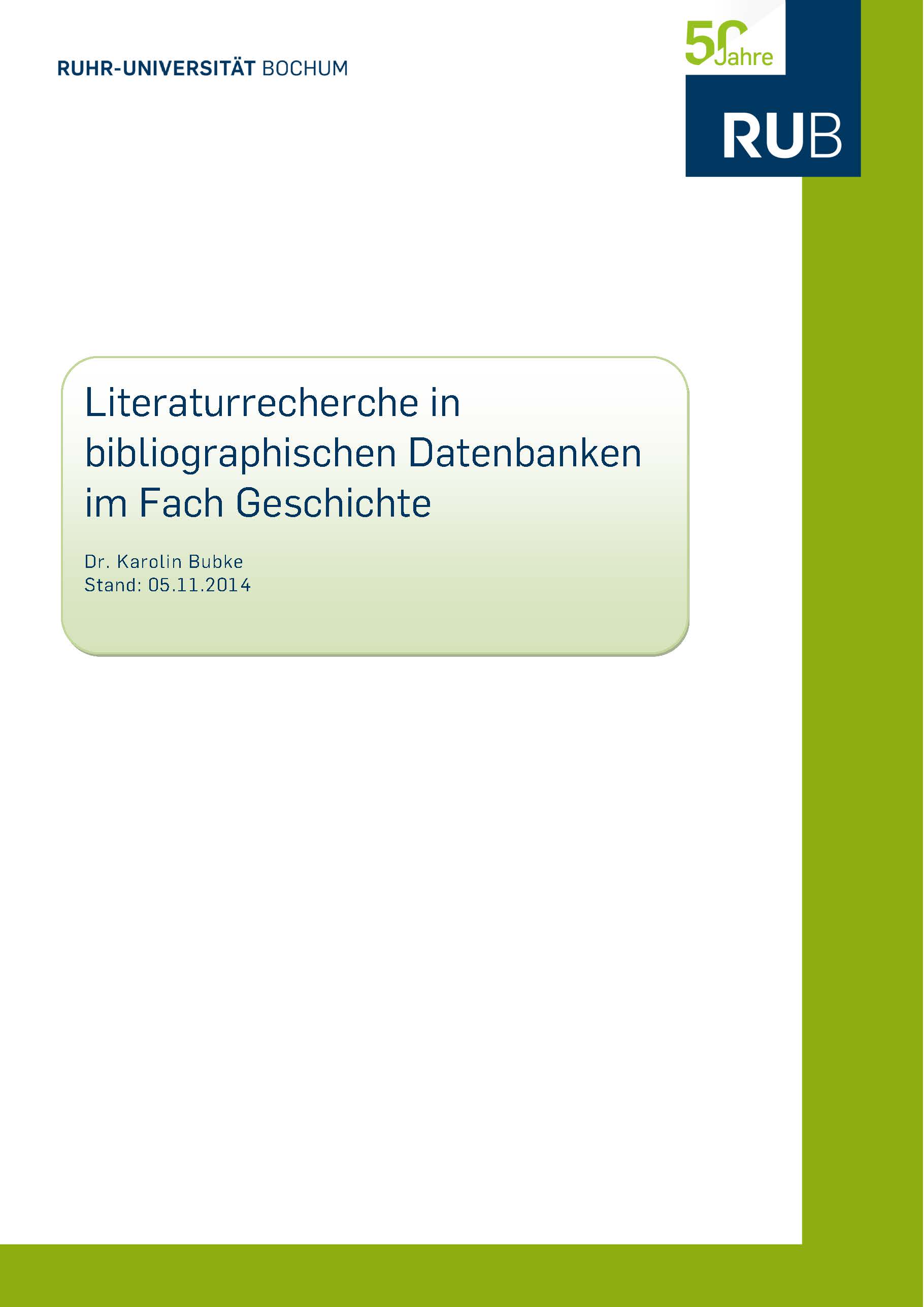 Cover for Literaturrecherche in bibliographischen Datenbanken im Fach Geschichte