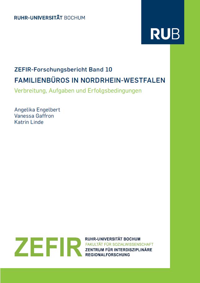 Cover for Familienbüros in Nordrhein Westfalen. Verbreitung, Aufgaben und Erfolgsbedingungen: ZEFIR-Forschungsbericht 10