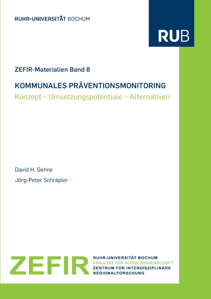 Cover for Kommunales Präventionsmonitoring/ZEFIR-Materialien Bd. 8: Konzept - Umsetzungspotentiale - Alternativen